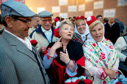 At Las Ventas in Madrid, people dressed in traditional clothes left the stadium during the festival of San Isidro